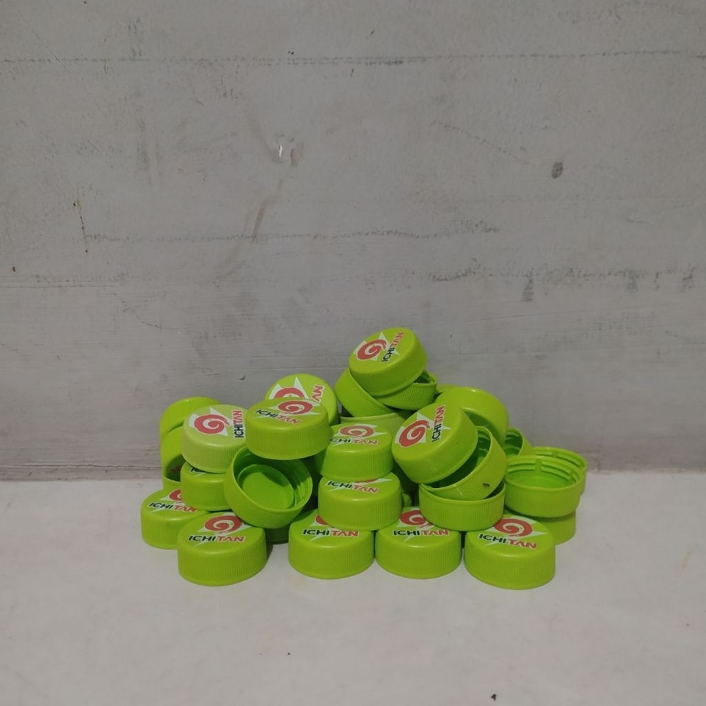 HIJAU 40 ชิ้น Ichitan ขวดพลาสติกหมวกสีเขียวอ่อนสะอาดใช้