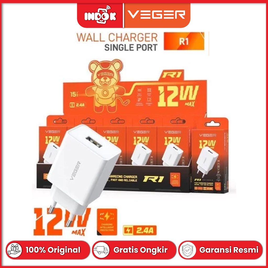 VEGER R1 / เครื่องชาร์จโบก VEGER R1 2.4A 12w ชาร์จเร็วรับประกันอย่างเป็นทางการดั้งเดิม