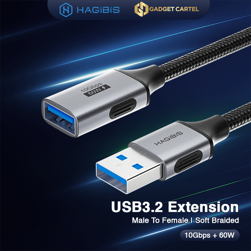 HAGIBIS สาย USB 3.2 EXTENSION USB หญิง USB A ชาย EXTENSION EXTENSION DATA CHARGER FAST CHARGING