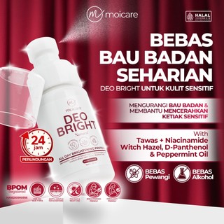 Moicare Deo Bright Deodorant Tawas Spray Natural Bebas Alcohol Kulit Sensitif | Solusi Bau Badan Bau Ketiak & Mencerahkan Menghaluskan Kulit Ketiak dengan Niacinamide Extract
