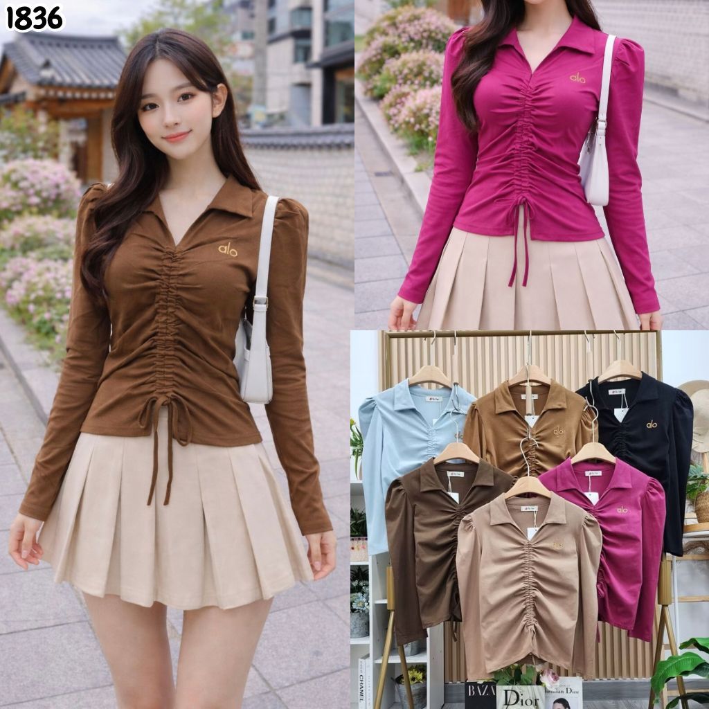 HAPPY SHOP - เสื้อยืดผู้หญิง TOP 1836 4150K SMOKE CHEST COOL, MODERN, FASHIONABLE, STYLISH