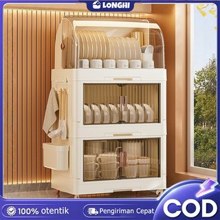 Rak Piring Plastik Tertutup Rak Pengering Piring Lipat Rak Cuci Piring Rak Mangkok Dapur