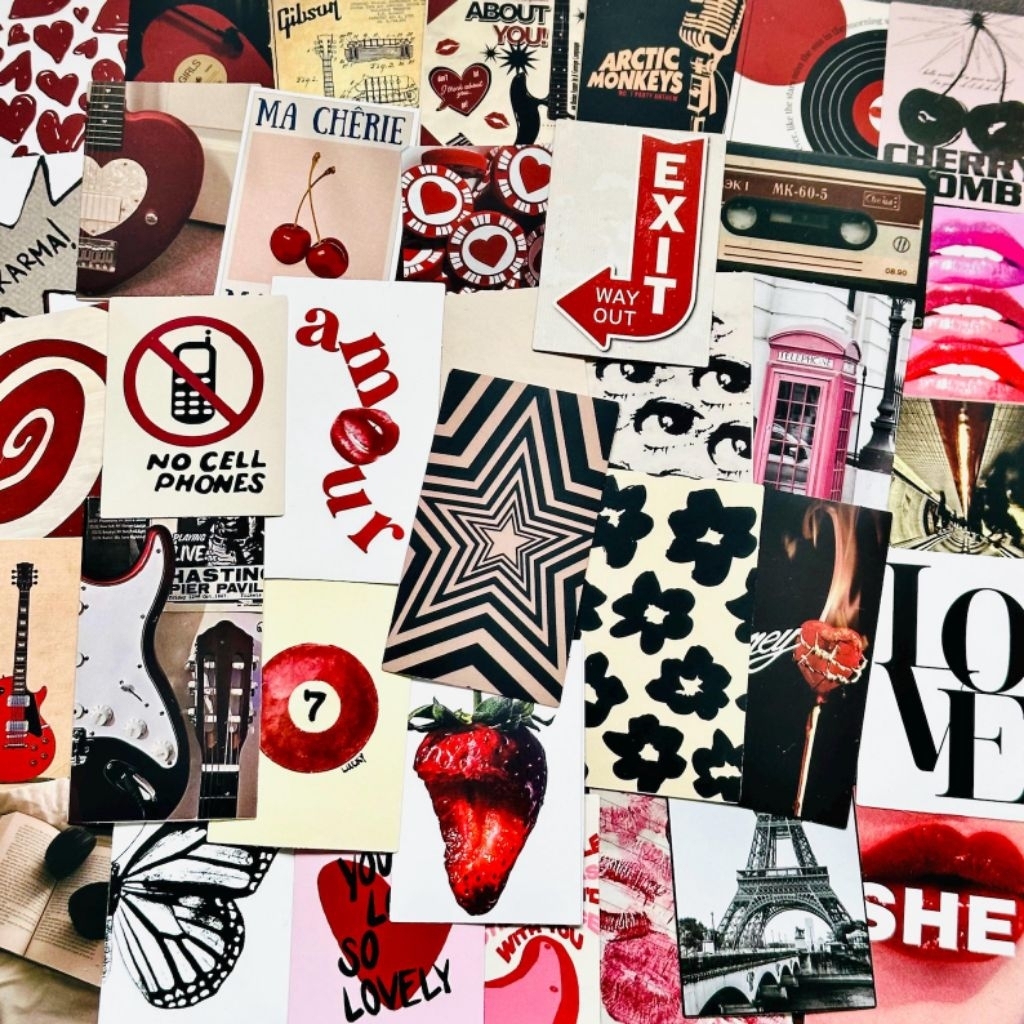 50 สติ๊กเกอร์ Y2K, Love Heart Sticker Pack, Junk Journal Romantic Coquette Decals
