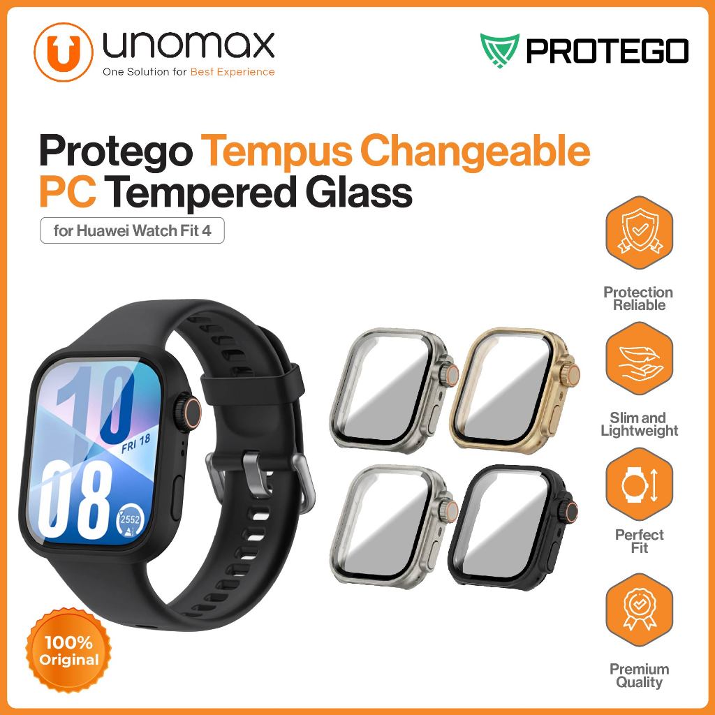 เคสนาฬิกา Huawei Watch Fit 4 Protego Tempus ปลอกกระจกนิรภัยพีซีแบบถอดเปลี่ยนได้ (PT-040)