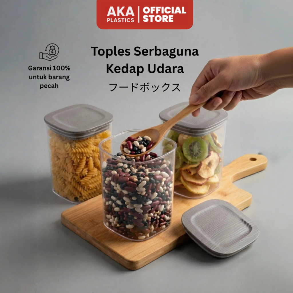 ขวดพลาสติกอเนกประสงค์ปลอดสาร BPA - โถใส่ขนมและเครื่องเทศอเนกประสงค์ - แข็งแรง ทนทาน กันแตก - ฝาปิดแน