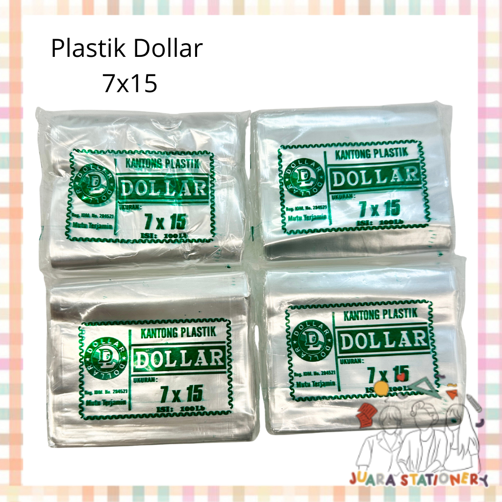 (1974) Dollar Plastic 7x15 100 ชิ้น ความหนา 0.1 / ถุงพลาสติกขนาดกลาง