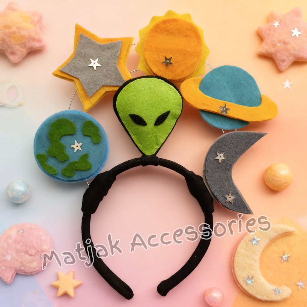 MATAHARI Planet ที่คาดผม Sky Object ที่คาดผมนักบินอวกาศ Sun Mercury Jupiter Uranus ที่คาดผม Ufo Earth Mars