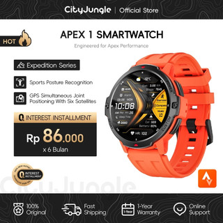 Cityjungle Apex1 Smartwatch GPS Presisi Layar 1,46" HD Tahan Air 3ATM Jam Tangan Pintar Olahraga Kompas Altimeter 100+ Mode Olahraga Panggilan Bluetooth Notifikasi Pesan Strava
