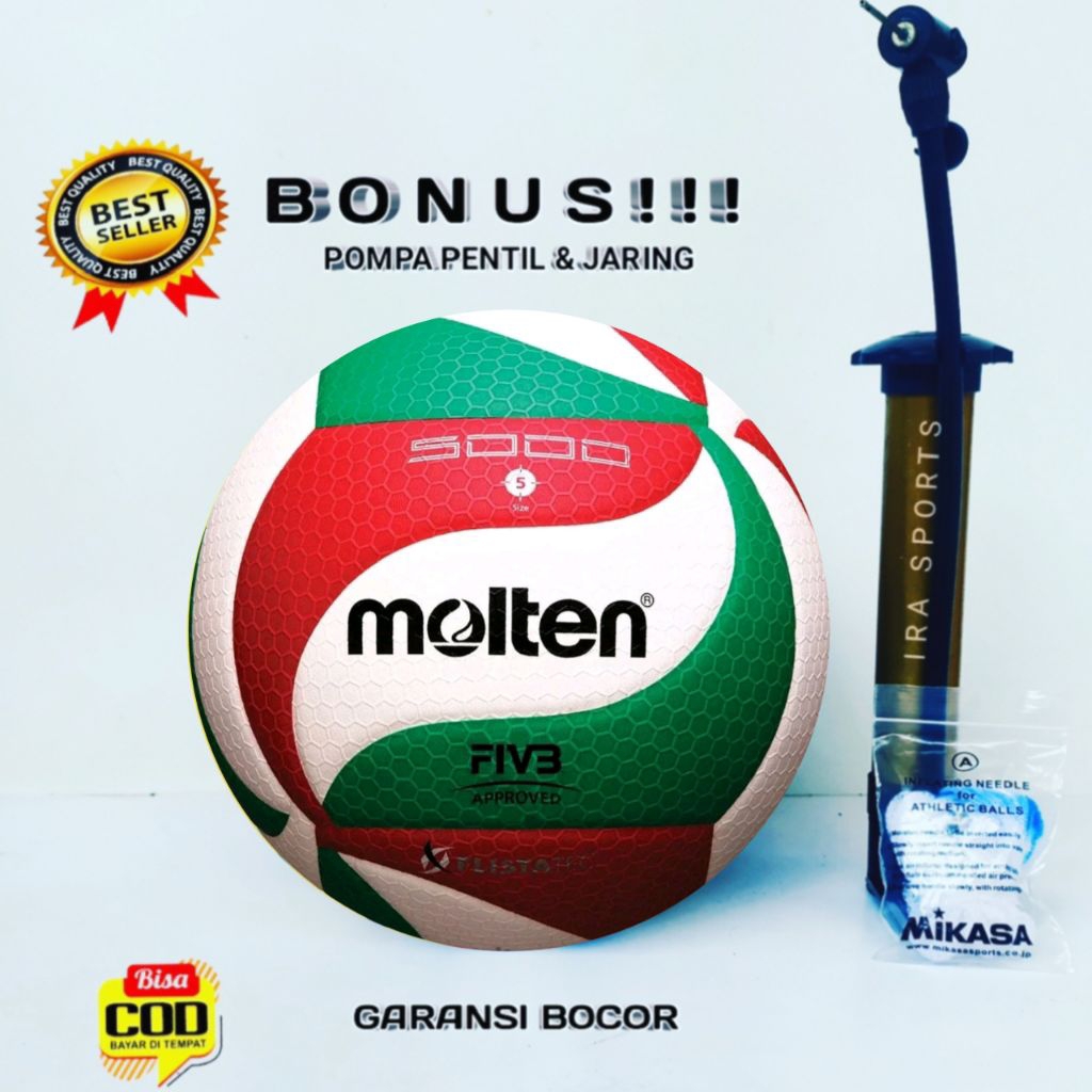 MOLTEN Molten 5000 volleyball ORIGINAL Molten volleyball ขนาด 5 Bonus Pump Net Valve