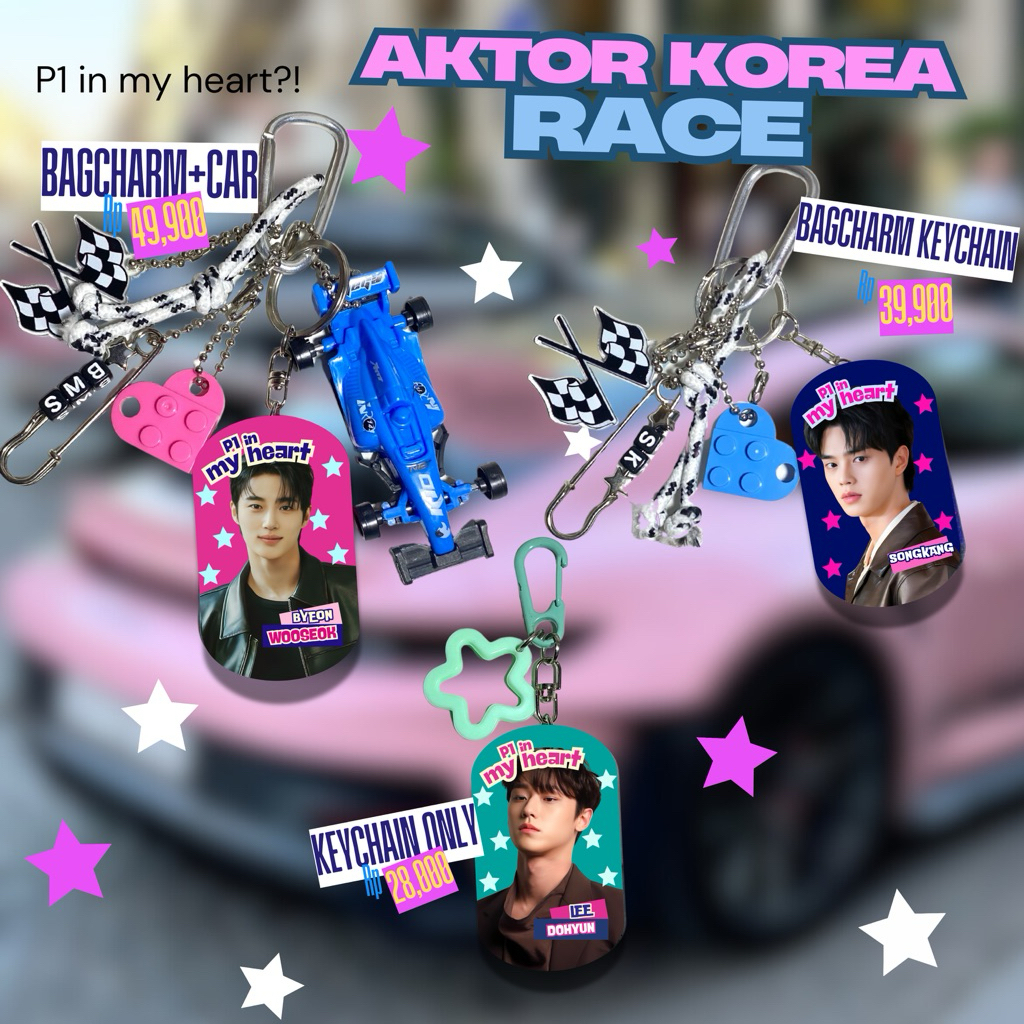 Korean RACE BAGCHARM KEYCHAIN F1 สีม่วงน้ํานม