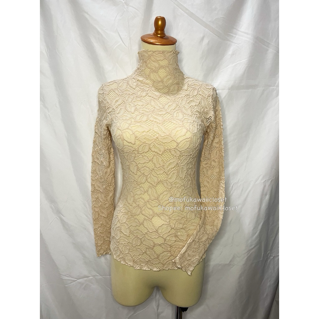 [READY Daily Kawaii Y2K Coquette Mori Goth Vintage Outfit] Gina Grande Korea Inner Brukat Floral Pea