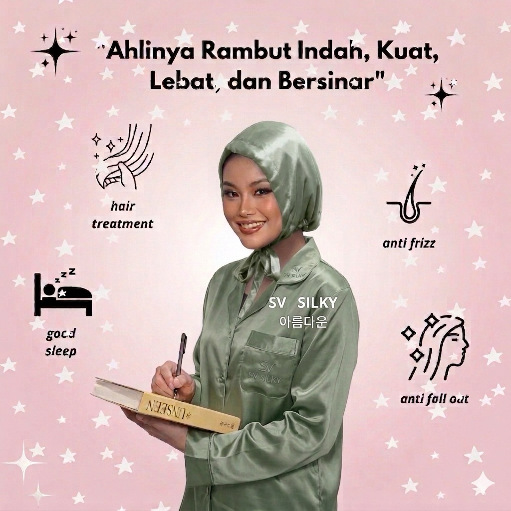 หมวกคลุมผม BONNET SV SILKY ซาตินพรีเมียม สําหรับนอน ป้องกันผมขาดร่วง