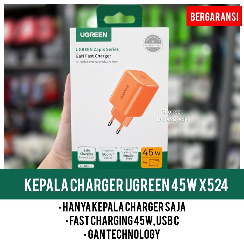 Ugreen 45W X524 หัวชาร์จอย่างเป็นทางการรับประกัน 1 ปี 45W Ugreen หัวชาร์จ Type C 45W Ugreen หัวชาร์จ
