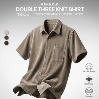 Men & Clo Double Three Knitwear Shirt Lengan Pendek 10006