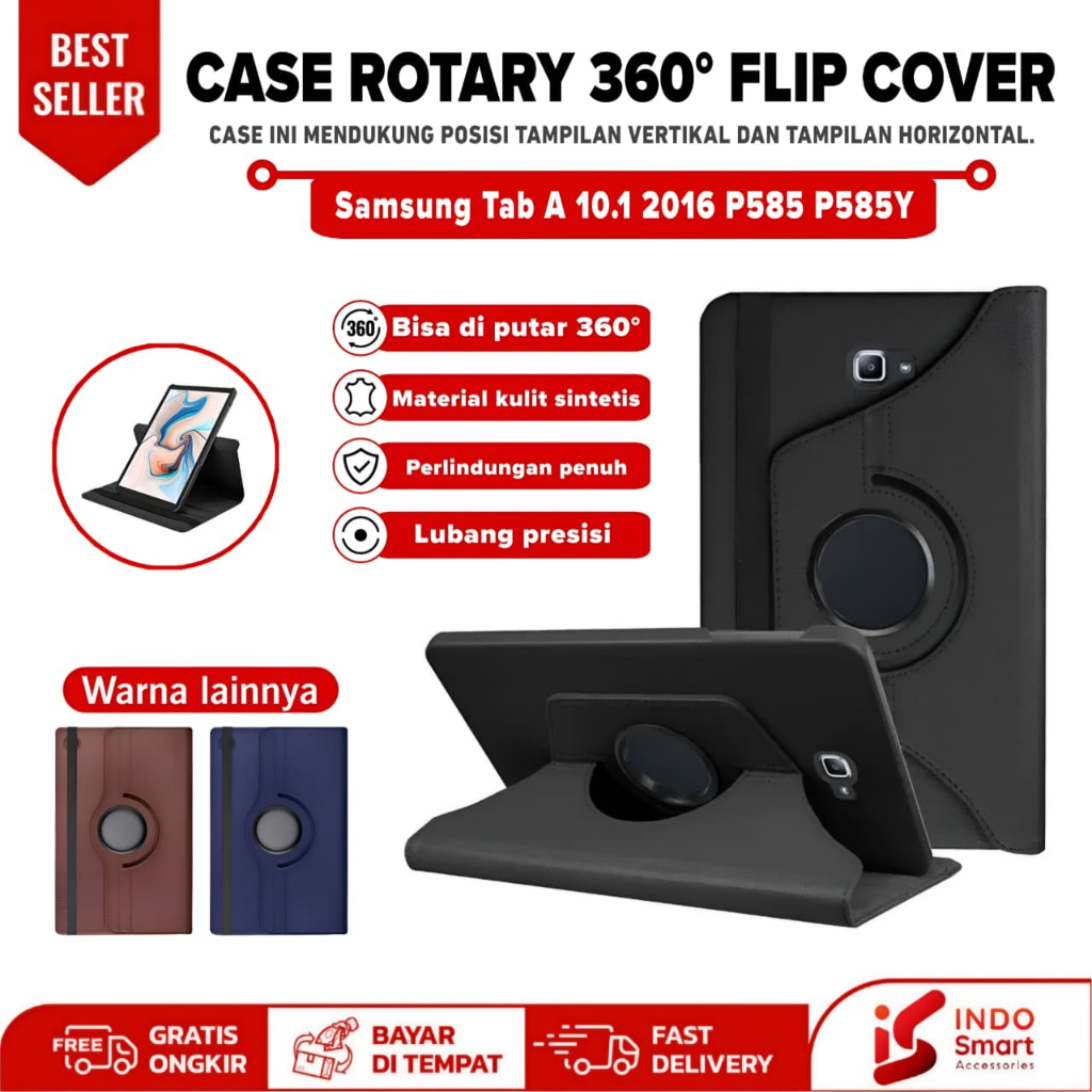 Samsung P585Y P580 P585 Galaxy Tab A6 10.1 2016 Rotary Flip Book Cover Casing Standing