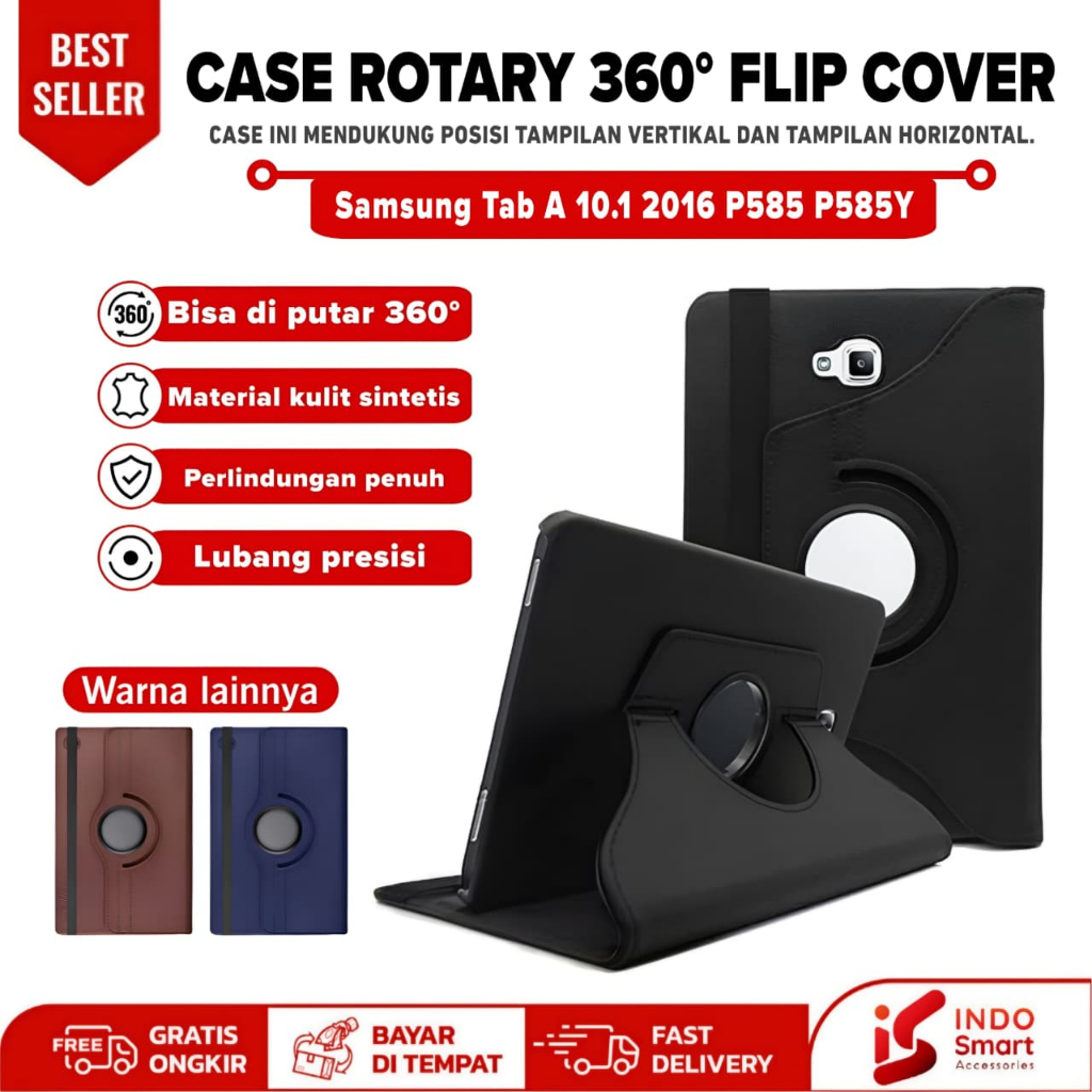 Samsung Tab A6 10.1 นิ้ว 2016 P585Y P585 P580 Rotary Flip Cover Casing Standing Tablet Case