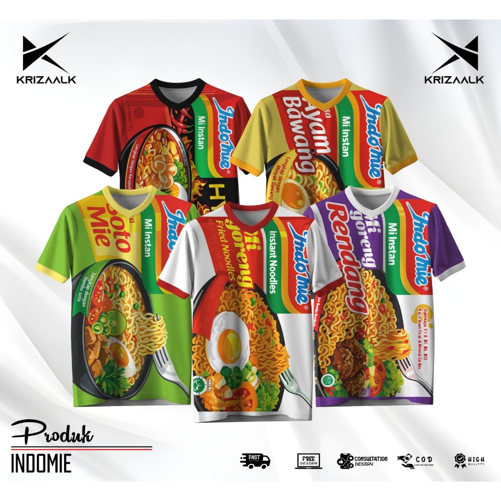 KRIZALK-ใหม่ล่าสุด VIRAL INDOMIE JERSEY INSTANT NOODLES สําหรับไก่, ONION, DRUM, FRIED NOODLES, ETC 
