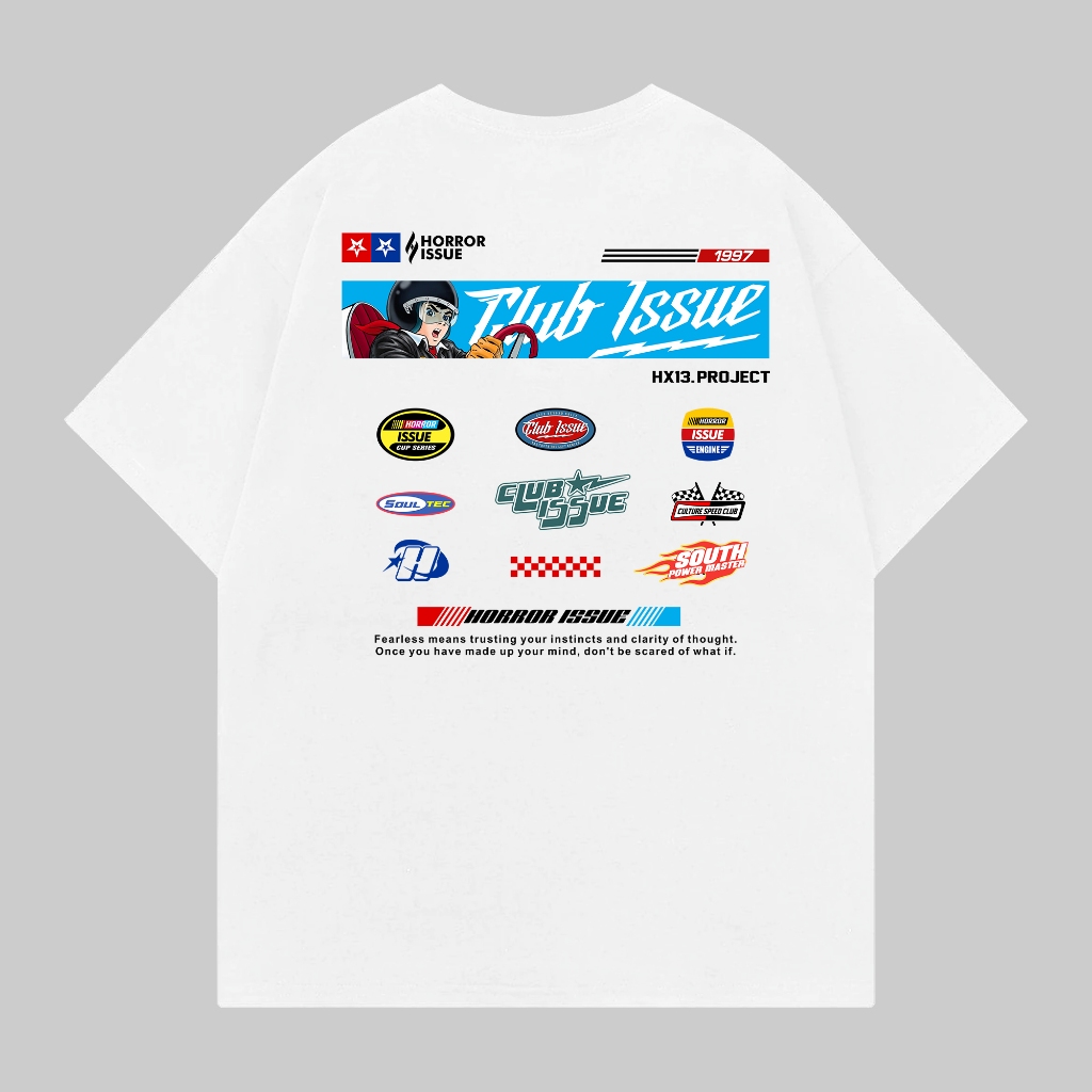 Horror Issue เสื้อยืดแขนสั้น Club Issue Racer White Unisex Combed 24s