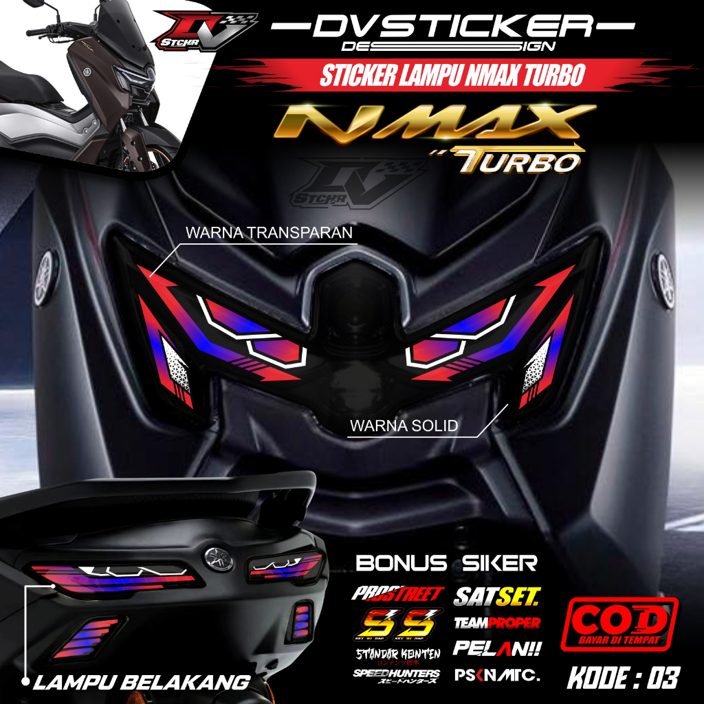 NMAX TURBO NEO 2024 2025 สติ๊กเกอร์ไฟคิ้วรถจักรยานยนต์ - NMAX Neo S TRANSPARENT UV Light Variation สติกเกอร์