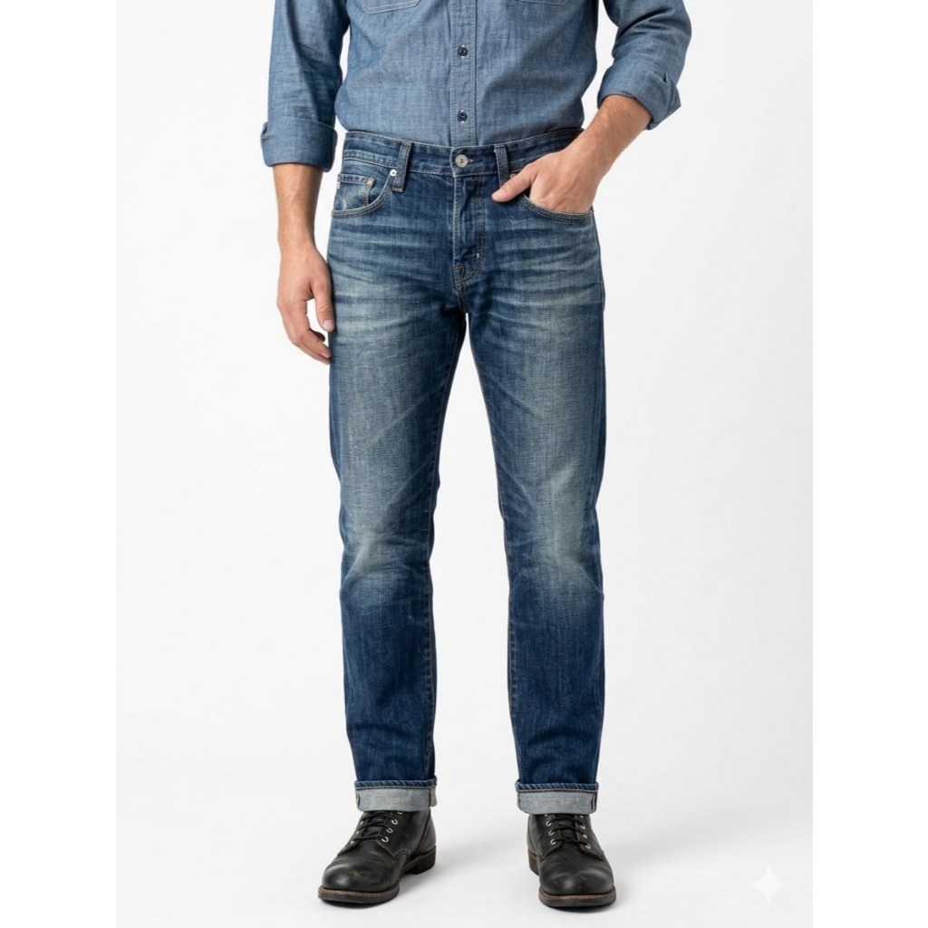ADRIANO GOLDSCHMIES DENIM SLIM FIT STRAIGHT DARK INDIGO BLUE JEANS (32)
