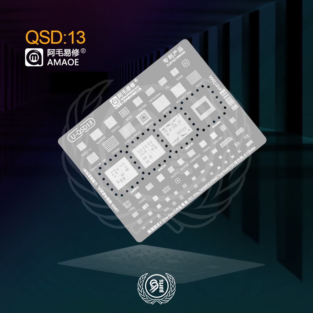 99P - แผ่นแม่พิมพ์ Amaoe QSD13 / QSD:13 แม่พิมพ์ Qualcomm IC SM8850/SM8750/SM8735