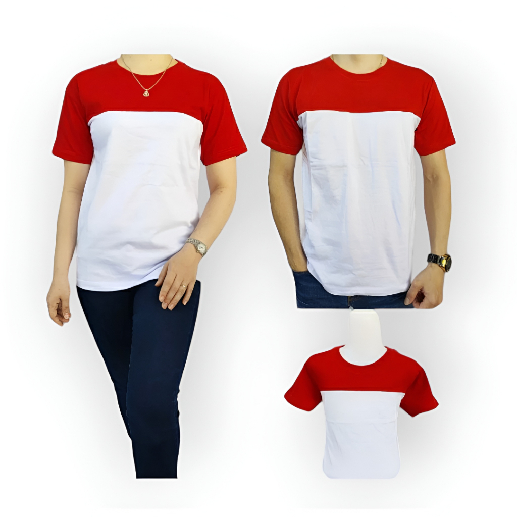 MERAH เสื้อยืดสีแดงและสีขาวของ INDONESIA 17 AUGUST PLAIN ADULTS และ CHILDREN JUMBO SIZE UP ถึง 7XL