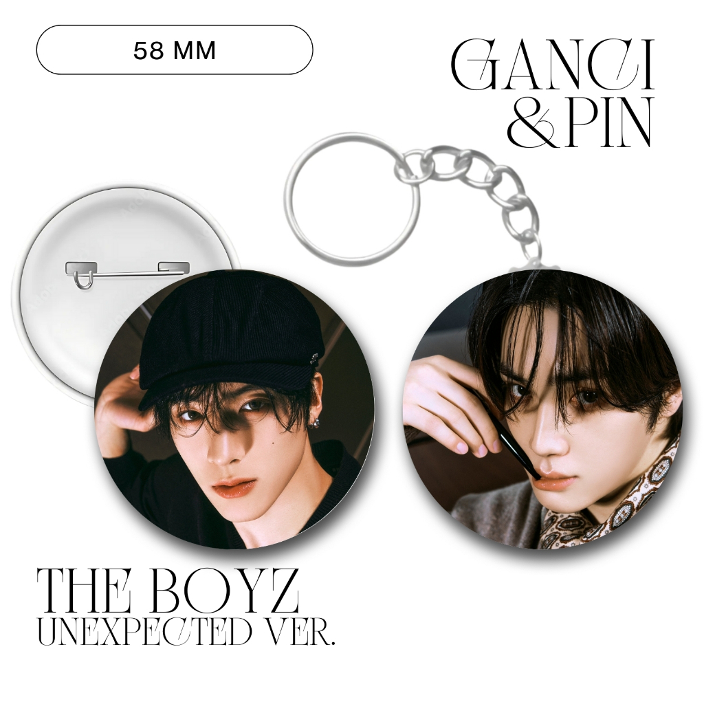 GANTUNGAN HOLOGRAM KEYCHAIN THE BOYZ PIN UNEXPECTED KEYCHAIN 58 MM KPOP KEYCHAIN UNOFFICIAL JUYEON