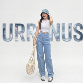 Highwaist Loose Jeans Wanita - Celana Jeans Wanita Straight Premium