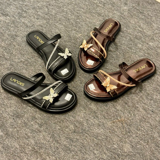 LANOES Sandal Wanita Kekinian Korean Style Empuk Motif Kupu Kupu