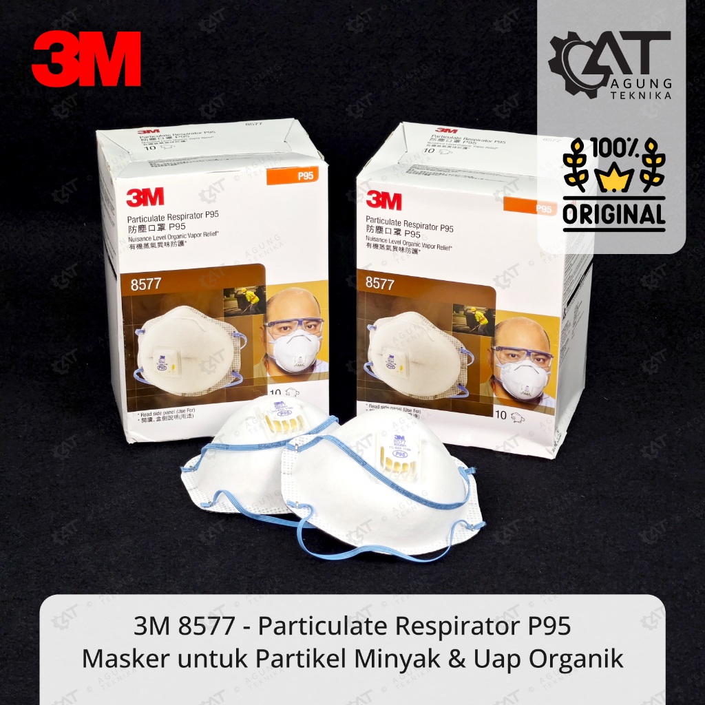 3MTM เครื่องช่วยหายใจแบบมีส่วน 8577 P95 - หน้ากากช่วยหายใจสําหรับน้ํามันออร์แกนิกและหลอดเลือดในไอน้ํ