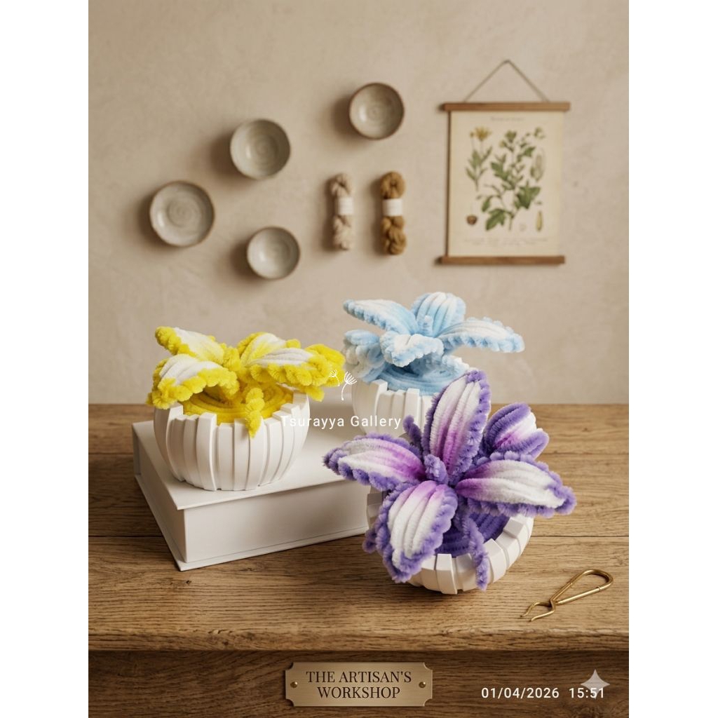 1 ชุดของ FUR WIRE SHOE FLOWERS WITH DECORATION POT SOUVENIR