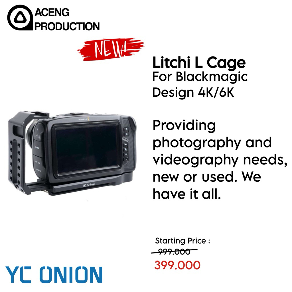 YC Onion Litchi L-Cage สําหรับการออกแบบ Blackmagic 4K/6K