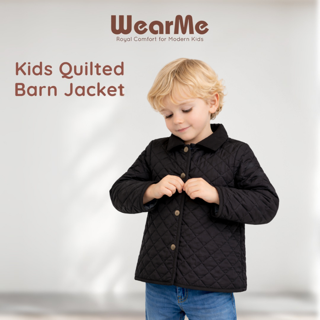 WEARME Kids Quilted Barn Jacket - Iklim Tropical Long Sleeve Premium Waterproof Fabric Childrens Jac