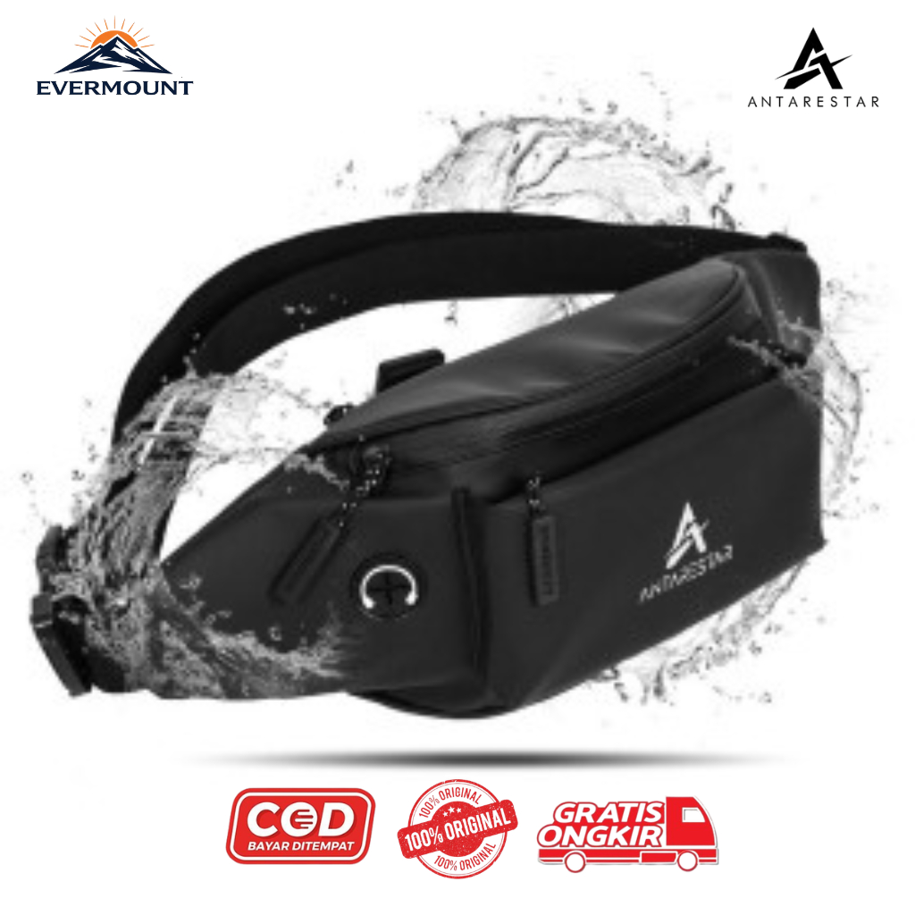 ANTARESTAR Waistbag Xavier - กระเป๋าคาดเอว/กระเป๋าสะพาย - XAVIER Waterproof Black