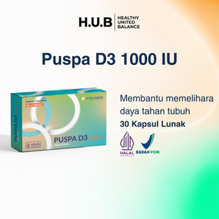 PROMO SPESIAL!  Puspa D3 1000 IU Vitamin D3 Suplemen membantu memelihara Imunitas & Tulang | BPOM | Halal