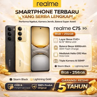 Realme C75 8GB RAM 256GB ROM Smartphone | 6000mAh Battery | Waterproof | Ultra Shock Resistant | AI Camera | Dual SIM
