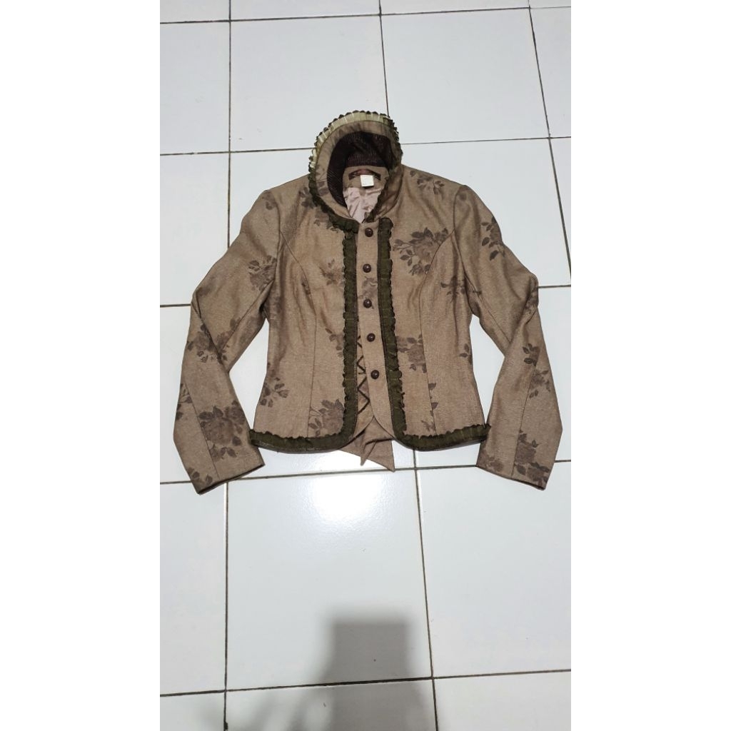 VINTAGE BLAZER BROWN/NUDE/BROWN 90S BRINGERTON CUSTOM DUTCH NONI HALLOWEEN COSTUME