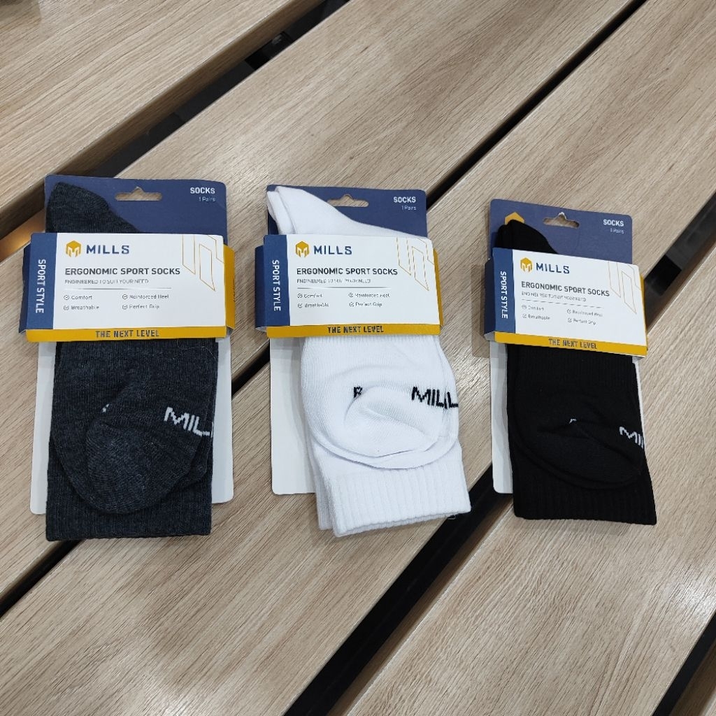 Quarter Socks - MILLS Axel Quarter Ergonomic Sport Socks - สีดํา [05102024] - ต้นฉบับ