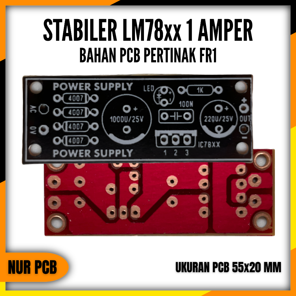 PCB PSU Stabilizer LM78xx 7805 7808 7809 7812 7815 7824 5.5x2cm PSU-006