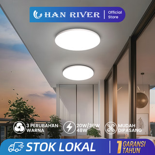 HAN RIVER 20W Lampu Plafon Minimalis 3 Warna/Putih Lampu LED Kamar Lampu Plafon Rumah