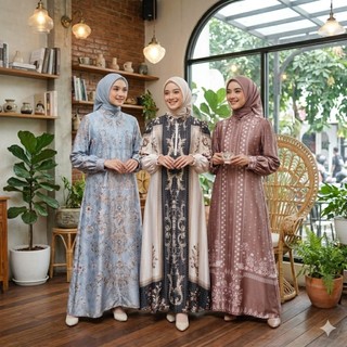 NAJWA - READY STOCK Dress Silk Premium NAZIRA Gamis Wanita Mewah Elegant Lebaran 2026 - Dress Wanita