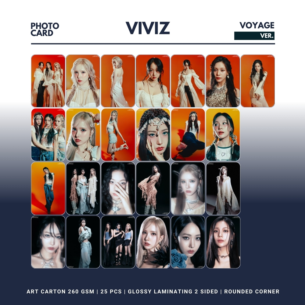 GLOSSY PHOCARD VIVIZ VOYAGER ROUNDED 25 ชิ้น KPOP UNOFFICIAL NAV SINB EUNHA UMJI