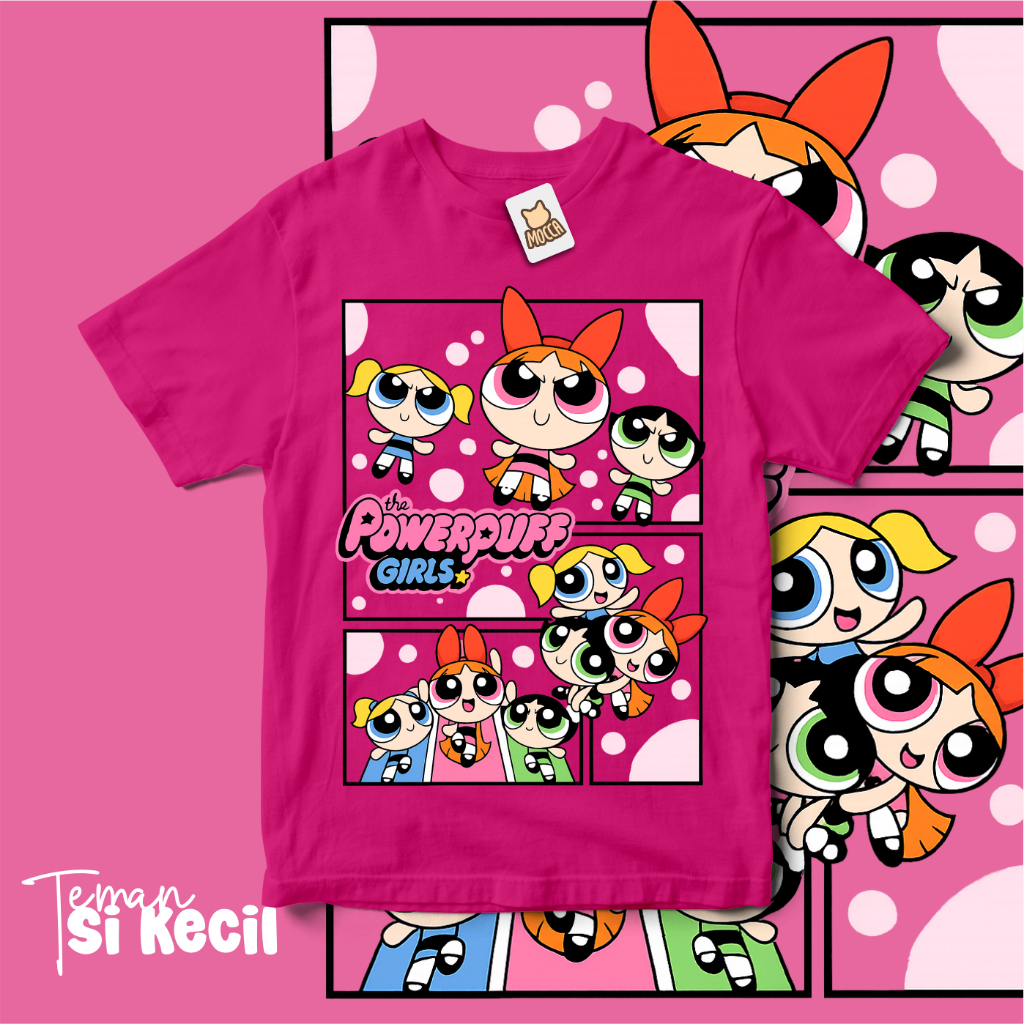 KATUN MOCCA P0wer Puff Girls Comics เสื้อยืดเด็กชายเสื้อยืดเด็กผู้หญิงผ้าฝ้ายหวีอายุ 2-13 ปีผ้าฝ้าย