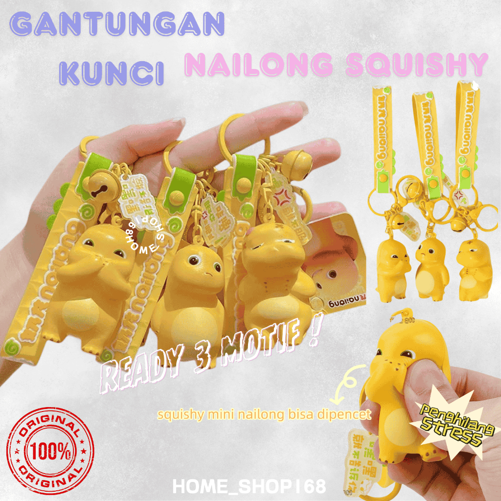 GANTUNGAN SQUISHY Original NAILONG Mini Squishy พวงกุญแจ / Squishy Nailong กระเป๋าพวงกุญแจคลายเครียด
