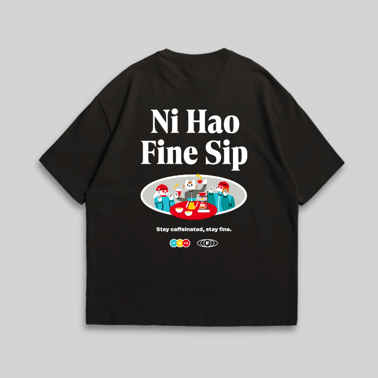 เสื้อยืด Ni Hao Fine Sip Oversize (สีดํา)