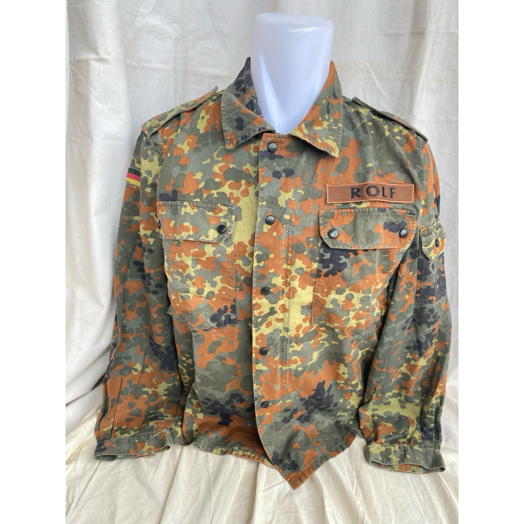 KEMEJA Original German Army Fleecktarn Camo BDU Shirt (34)