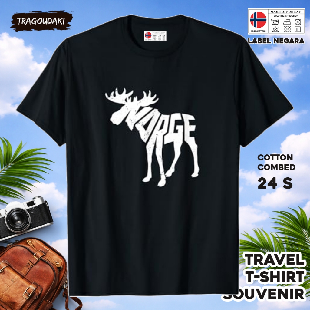 NORWAY เสื้อยืดของที่ระลึก NORWAY 47 Tag ของที่ระลึกเสื้อผ้าทําจากผ้าฝ้ายหวี 24 วินาที