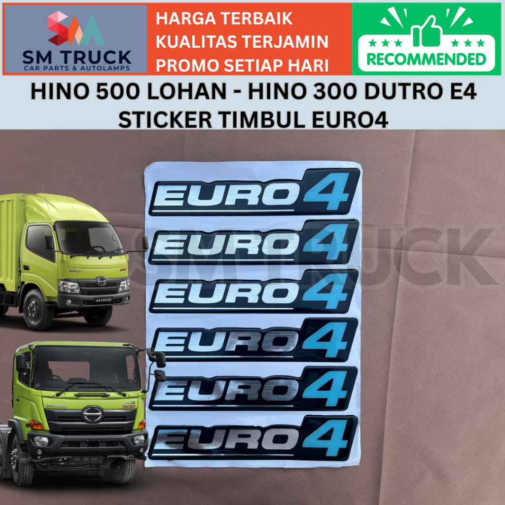 (ORIGINAL JAPAN) สติ๊กเกอร์ EURO 4 RAISED สําหรับ HINO 500 LOHAN HINO 300 DUTRO TOYOTA DYNA