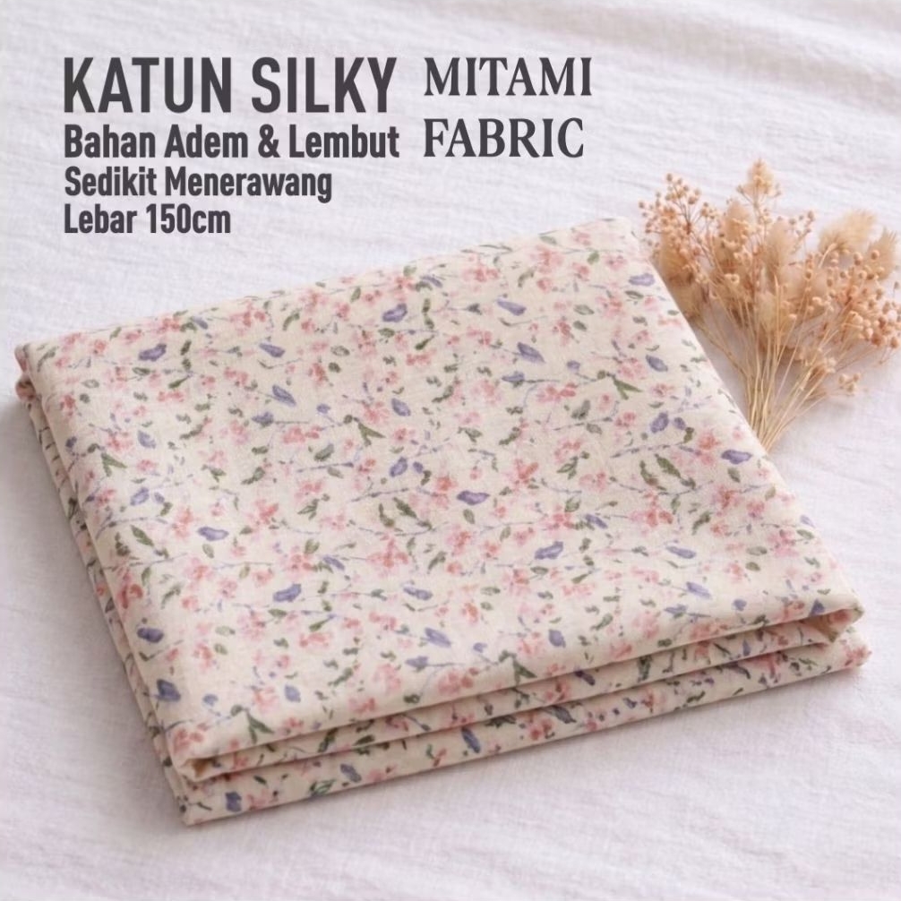 KATUN MITAMI ​ผ้าคอตตอนไหมพรมไหมพรมลายดอก กว้าง 150ซม (ราคาต่อ 0.5)KYT