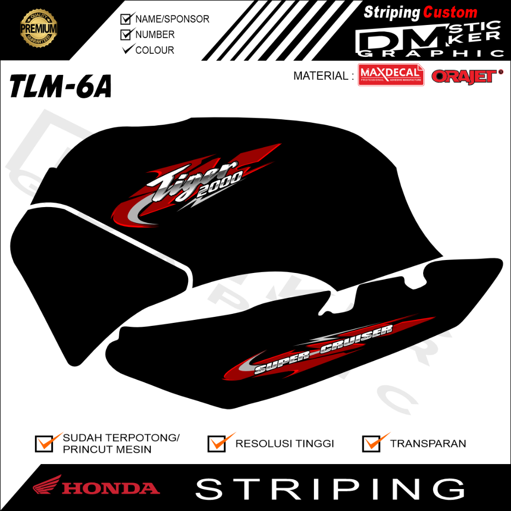 HONDA TIGER 2000 TILAM VARIATION STRIPING PREMIUM MATERIAL OLD TIGER MOTORCYCLE VARIATION CODE TLM-6